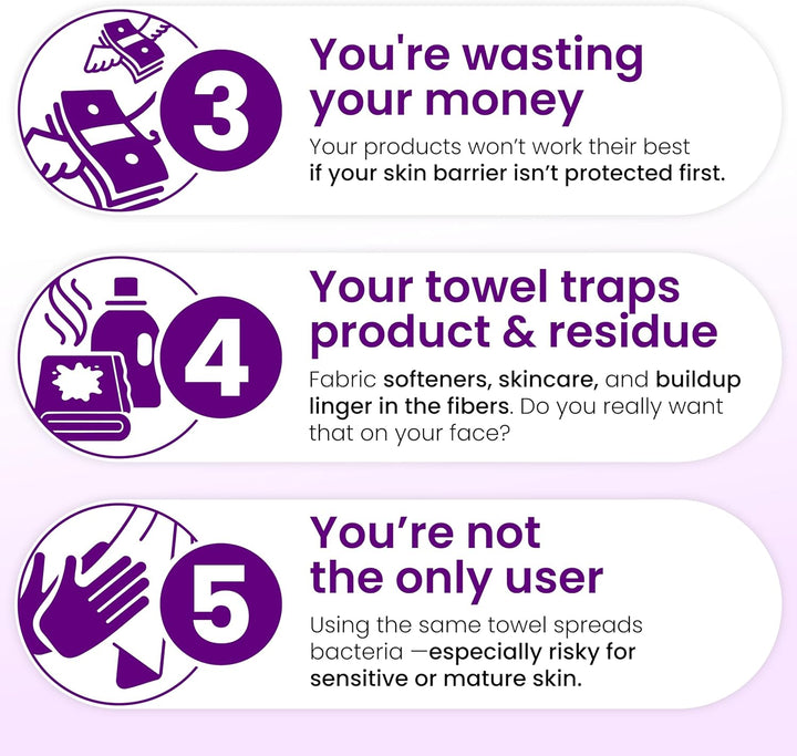 lean Skin Club Clean Towels XL Healthy Aging™, Smooths Fine Lines Wrinkles & Texture In 6 Weeks, Treated for Extra Softness, Disposable Face Towels, Anti Aging Makeup Remover Dry Wipe (50 Ct, 1 Pack)