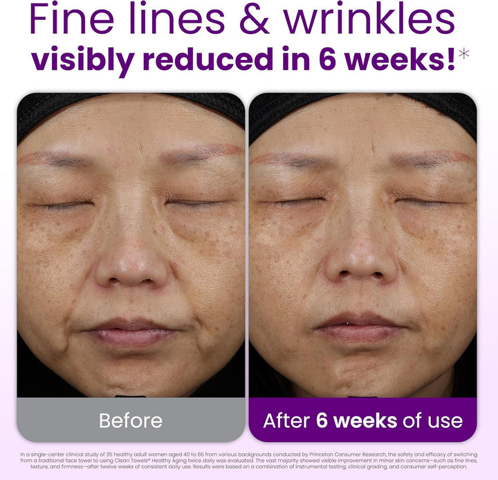 lean Skin Club Clean Towels XL Healthy Aging™, Smooths Fine Lines Wrinkles & Texture In 6 Weeks, Treated for Extra Softness, Disposable Face Towels, Anti Aging Makeup Remover Dry Wipe (50 Ct, 1 Pack)